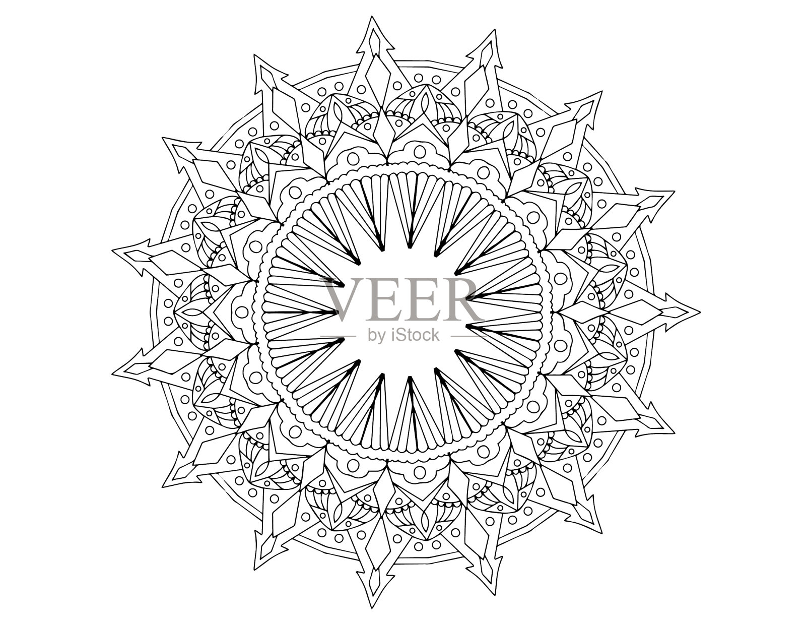 曼荼罗黑白设计背景古朴插画图片素材