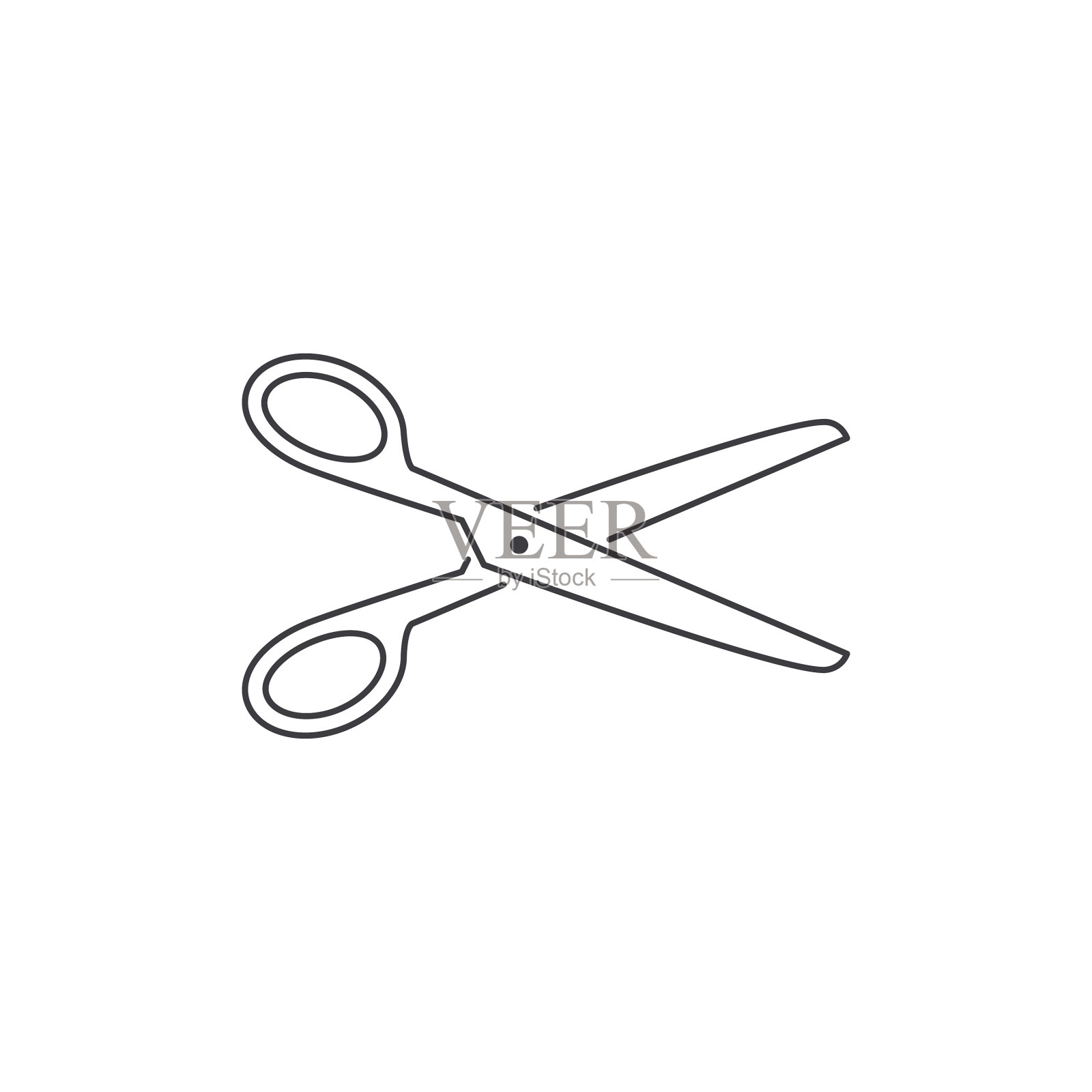 剪刀线图标轮廓符号孤立上图标素材