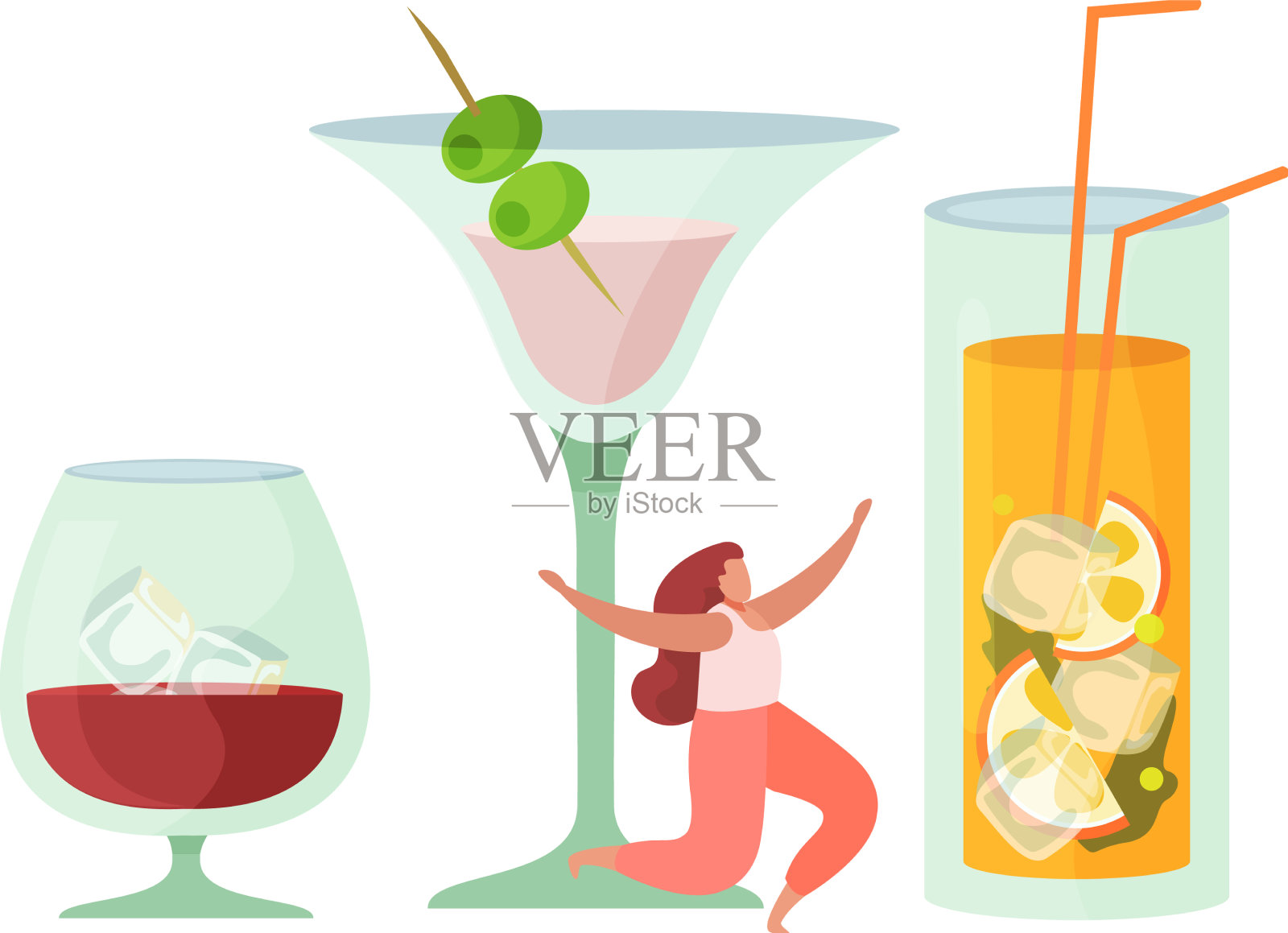 淡酒精鸡尾酒设计元素图片