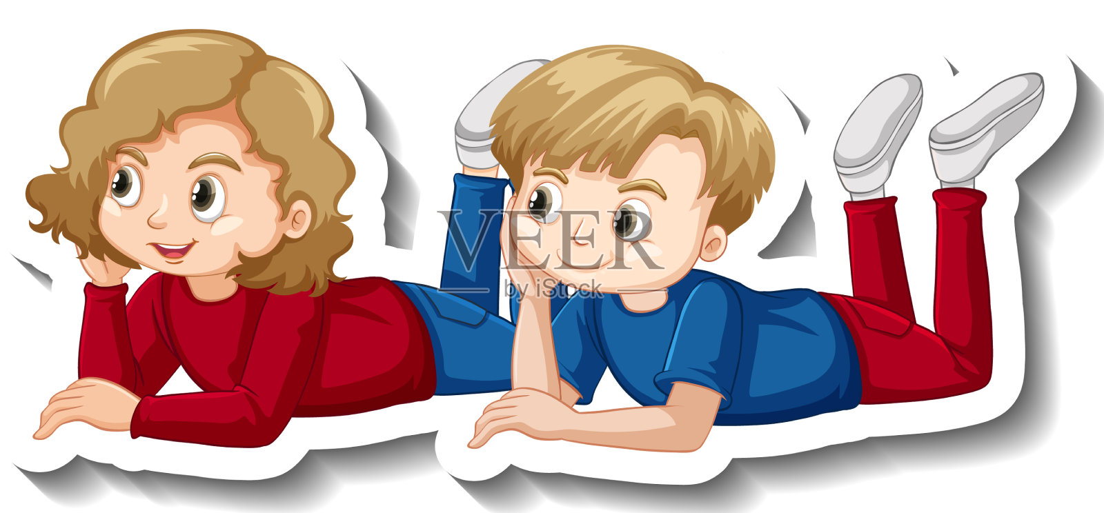 几个孩子正在放下卡通人物设计元素图片