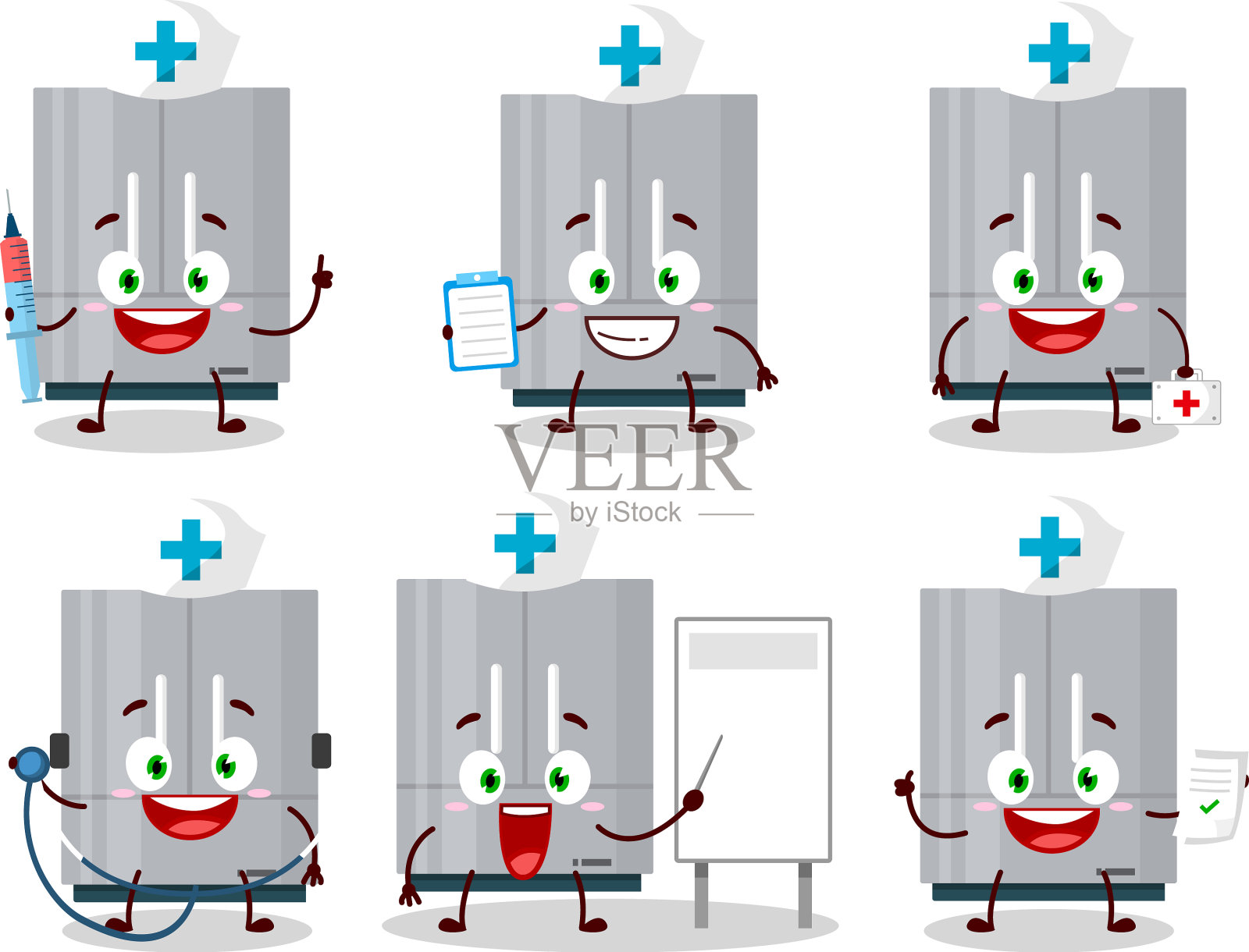 医生与冰箱的表情符号插画图片素材