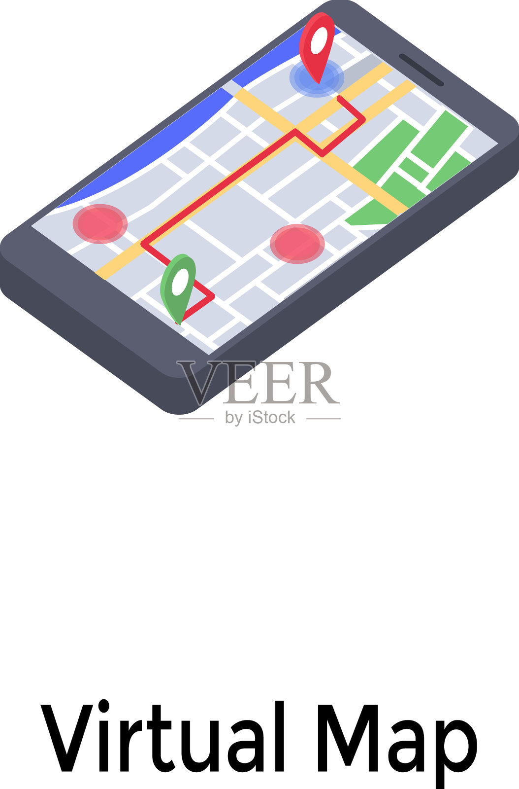 虚拟地图插画图片素材