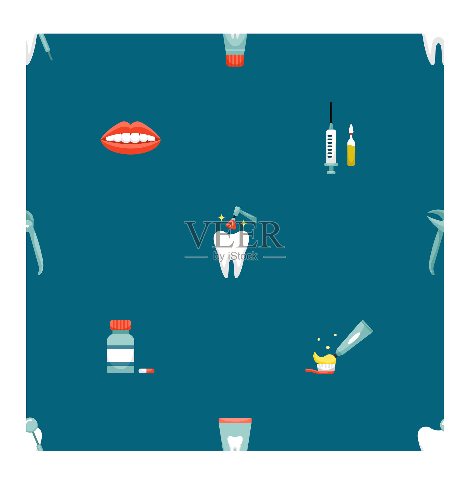 无缝模式与牙科图标牙科插画图片素材
