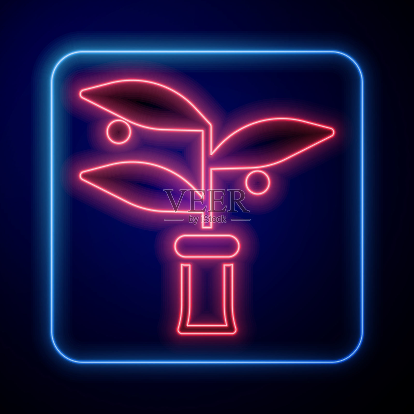 发光的霓虹灯植物育种图标孤立在黑色插画图片素材