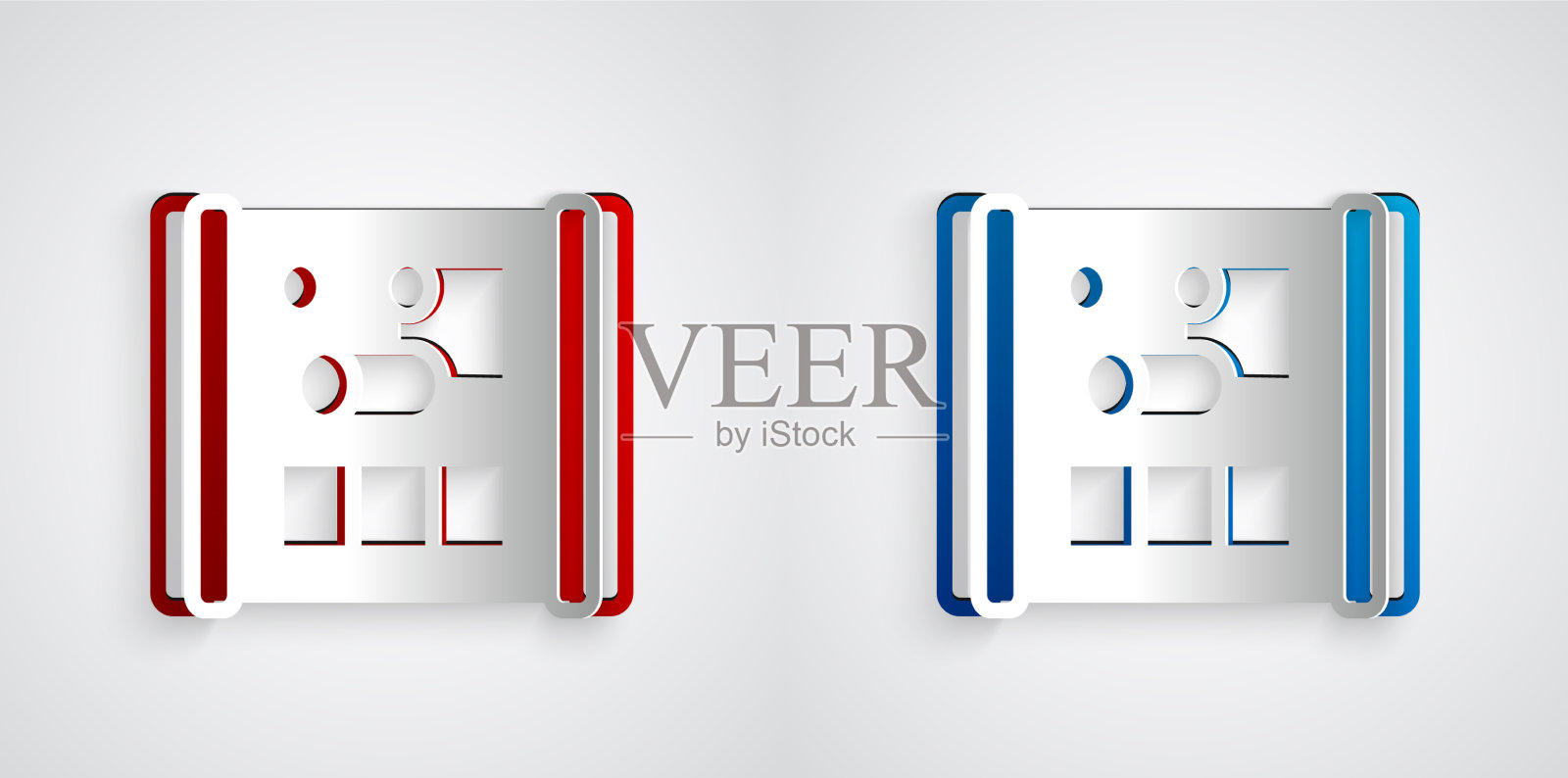 用于工程图标的剪纸图形纸图标素材