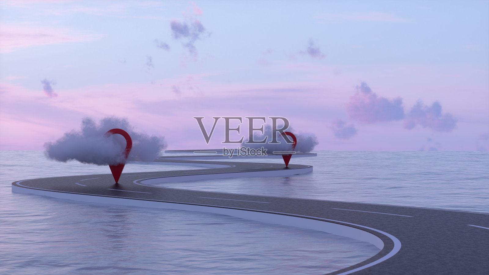 导航地图指针，标记针，在路上的旅行目的地照片摄影图片