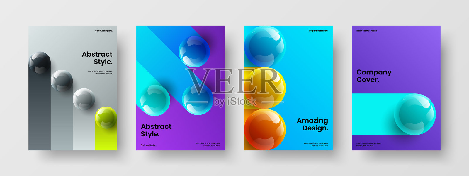 独特的3d球年度报告模板集设计模板素材