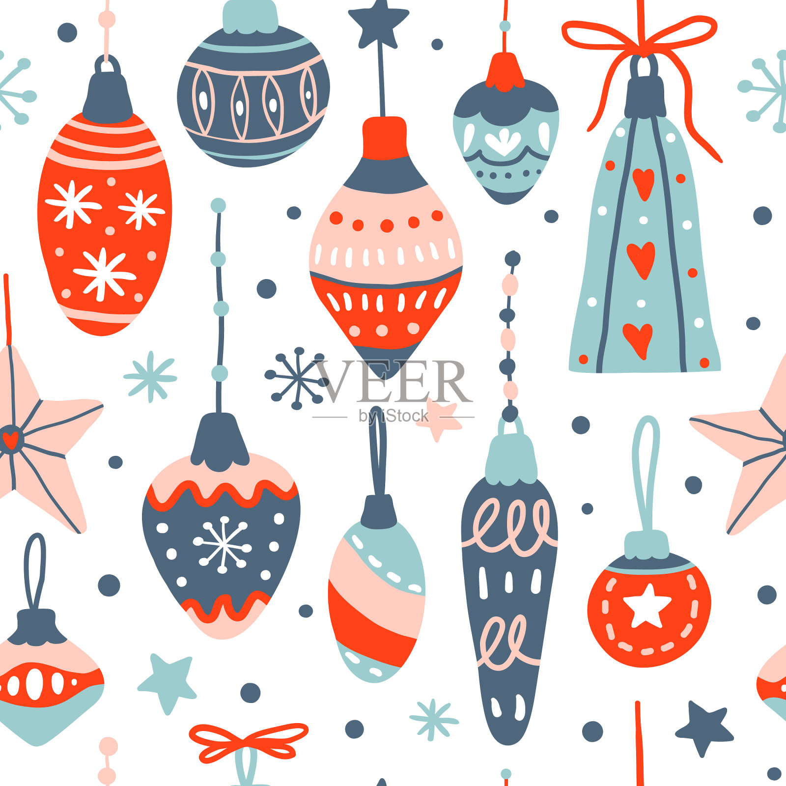 圣诞树玩具无缝模式插画图片素材