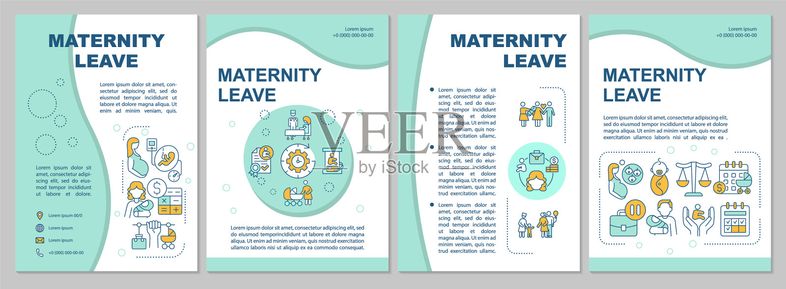 产假蓝色宣传册模板插画图片素材