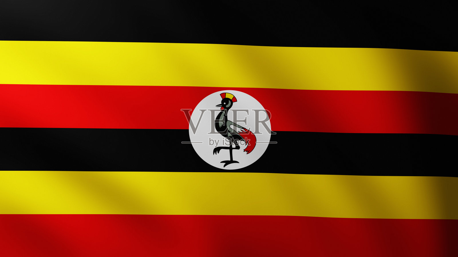 乌干达大旗帜全屏背景在风中照片摄影图片