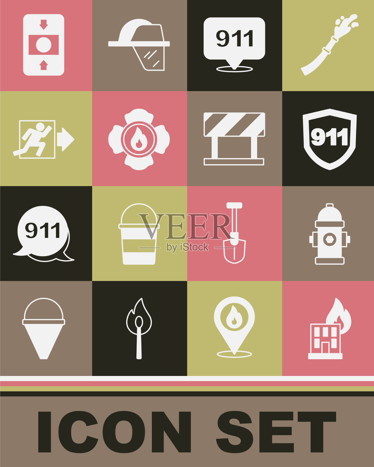 失火建筑物消火栓紧急起火图标素材