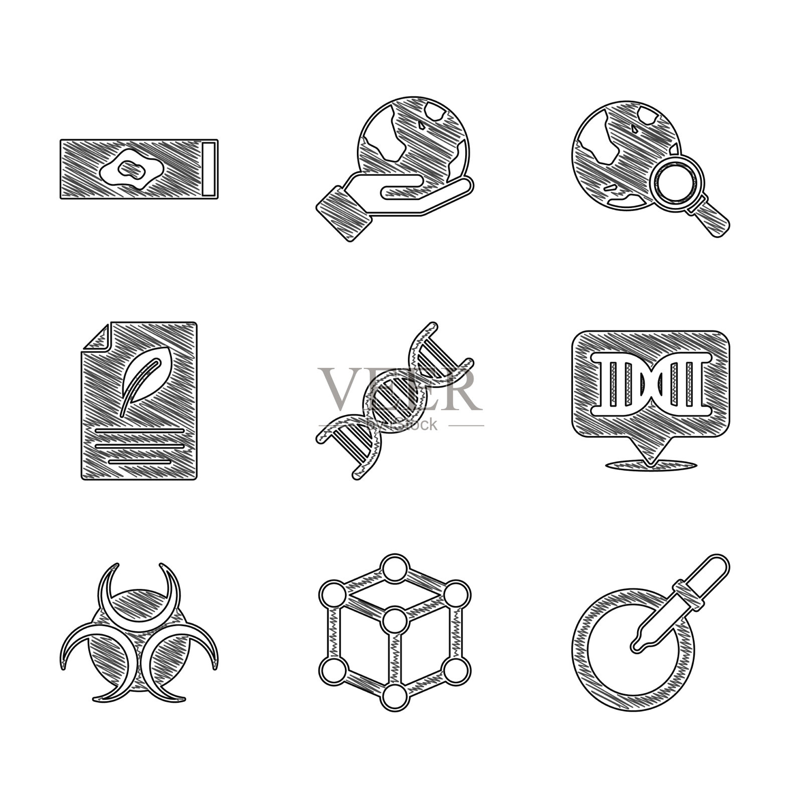 用移液管设置DNA符号分子培养皿图标素材