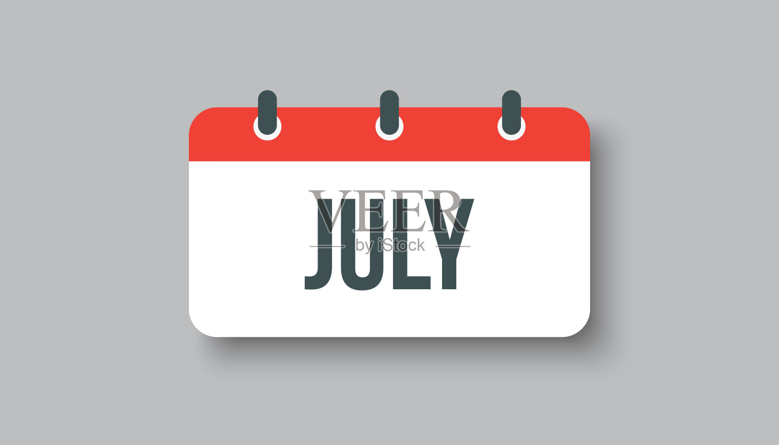 矢量图标页长方形日历，月七月插画图片素材