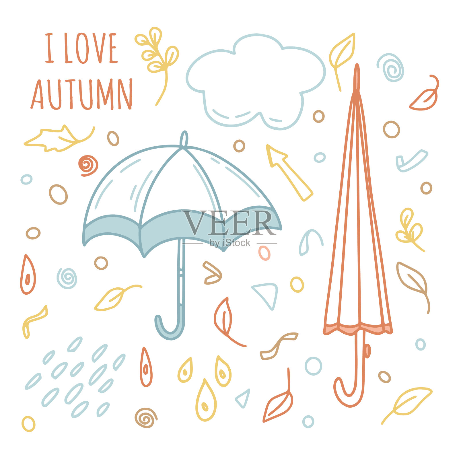 我喜欢雨水收集插画图片素材