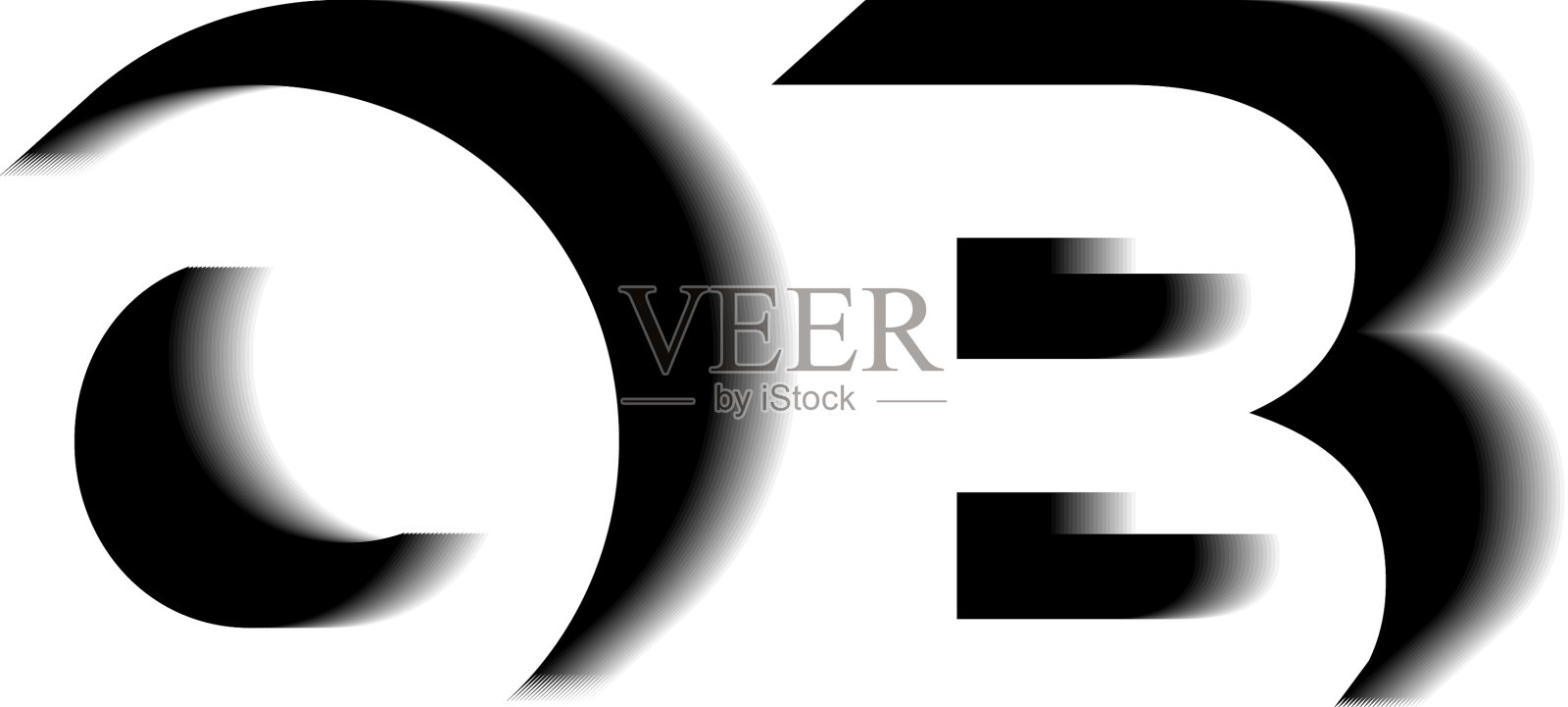字母Ob阴影形状风格插画图片素材