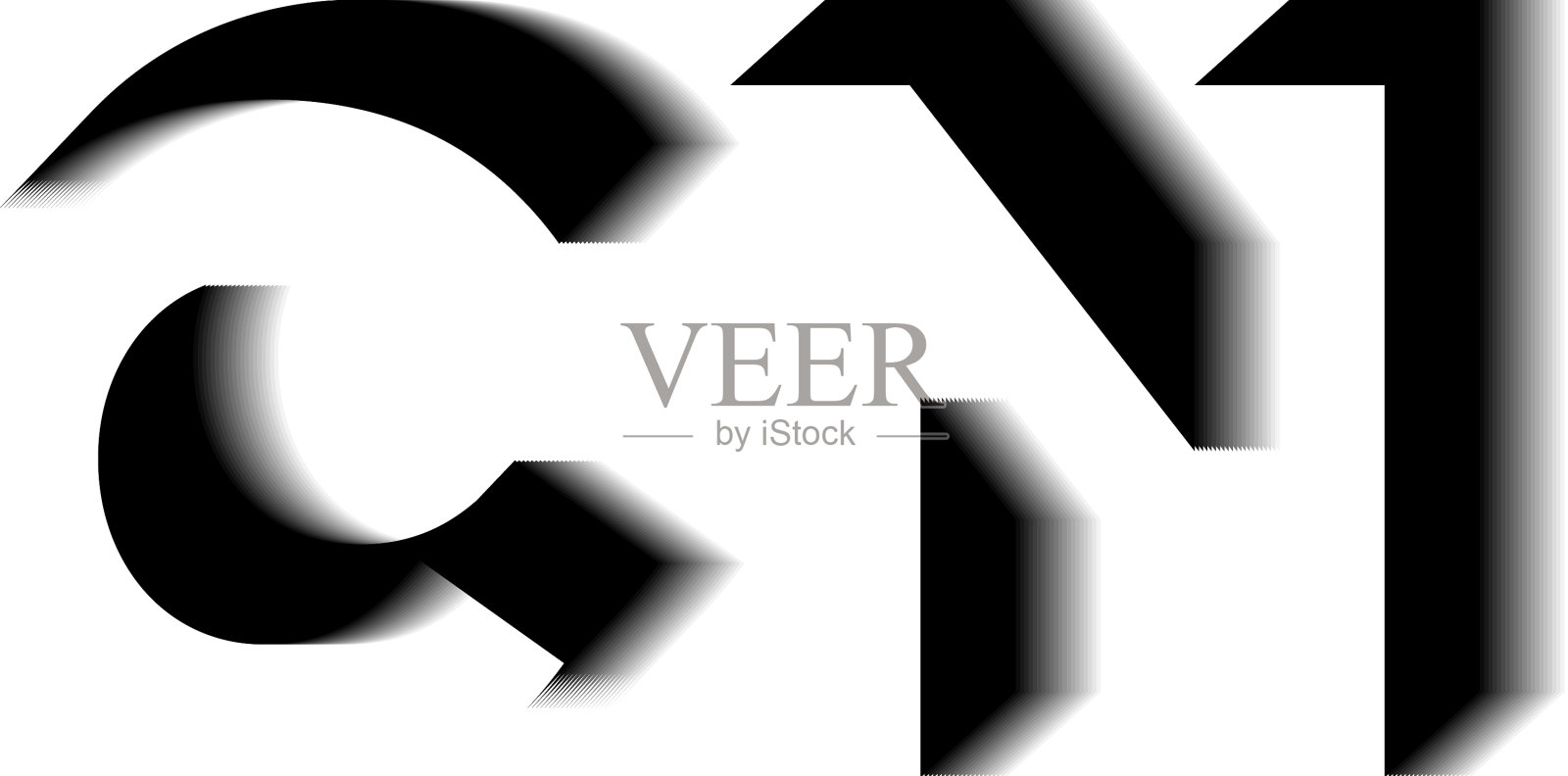 Cn字母组合阴影形状风格插画图片素材