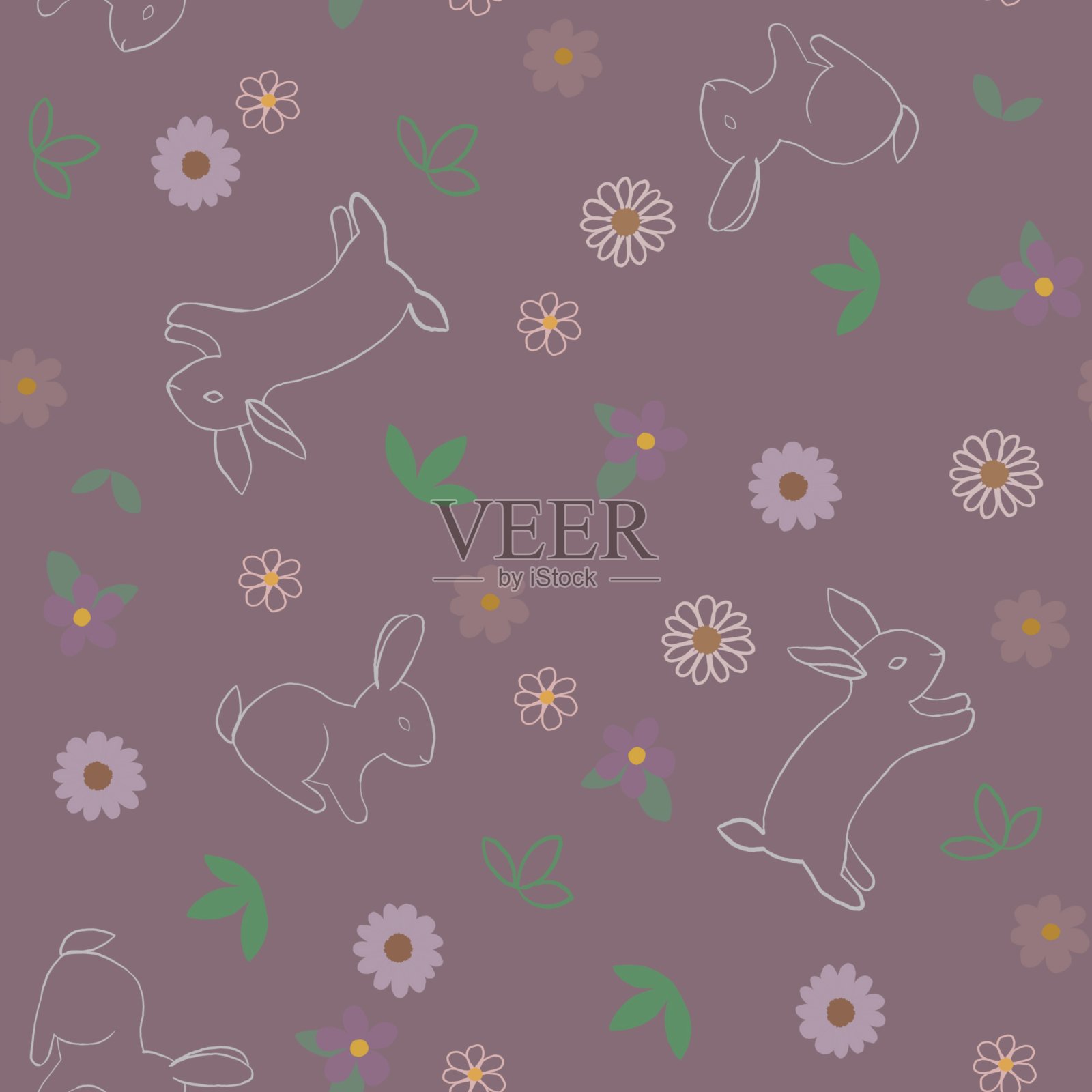 兔无缝重复打印插画图片素材