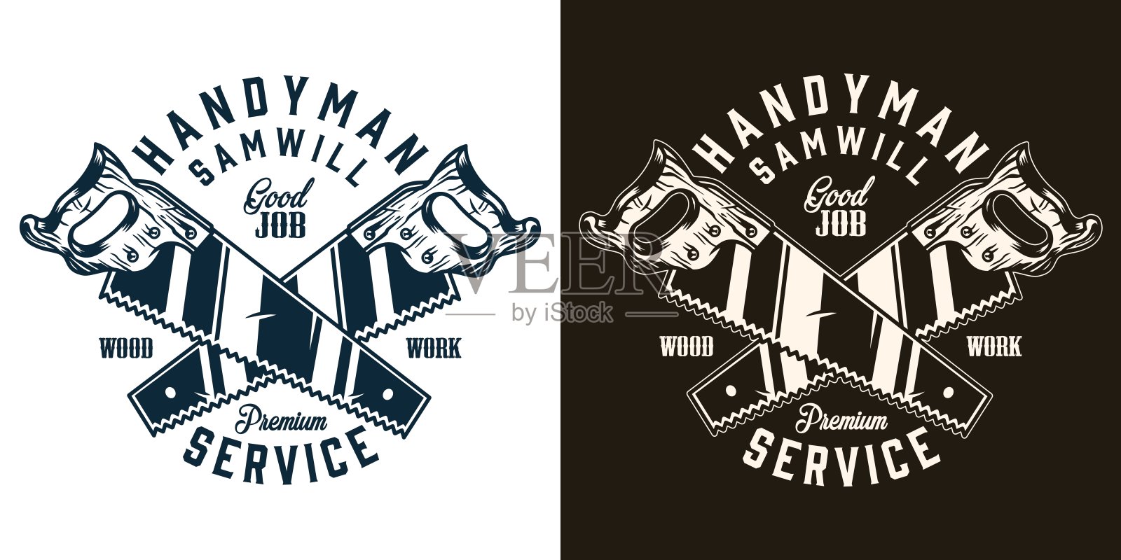 锯木厂服务老式标识插画图片素材