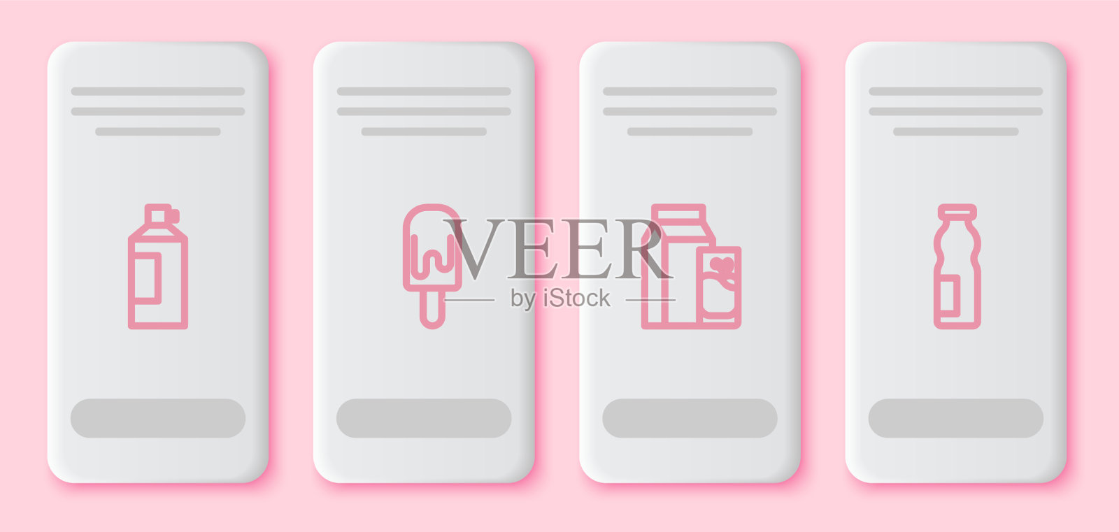 将鲜奶油放入瓶内的冰纸中插画图片素材