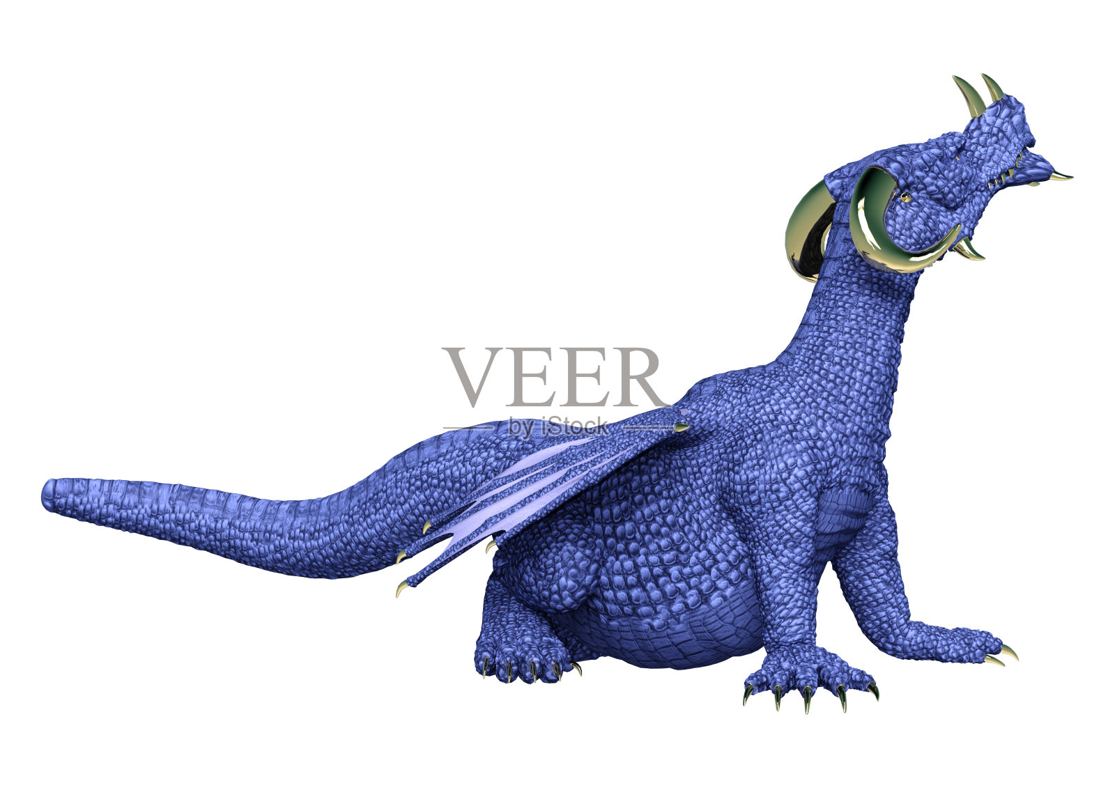 3D插图幻想龙在白色照片摄影图片