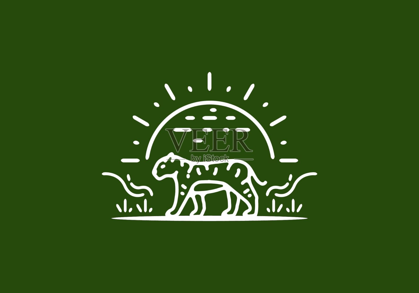 线条艺术插图的老虎设计插画图片素材