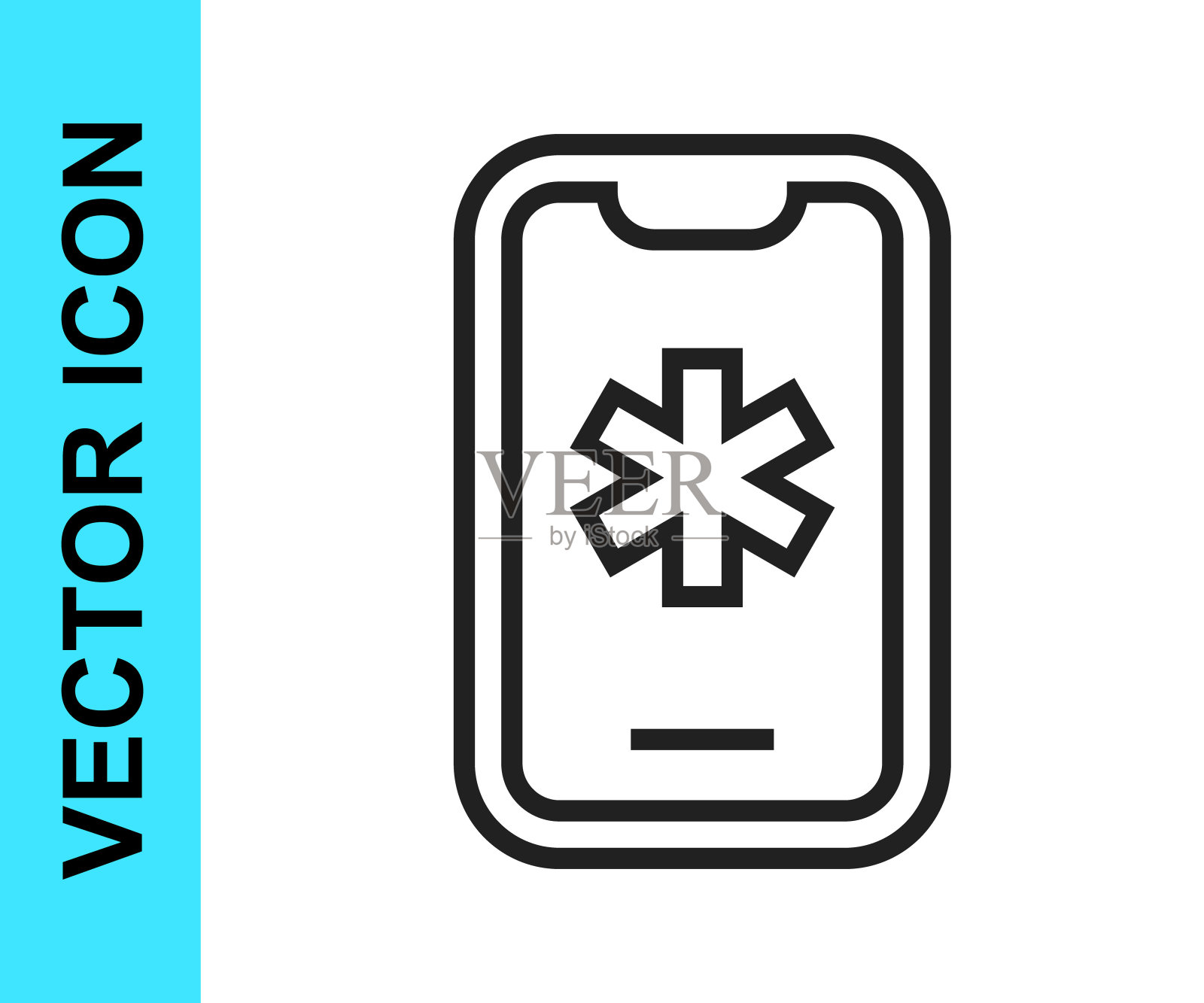 黑线电话与紧急呼叫911图标隔离在白色背景。警察，救护车，消防局，电话，电话。向量图标素材