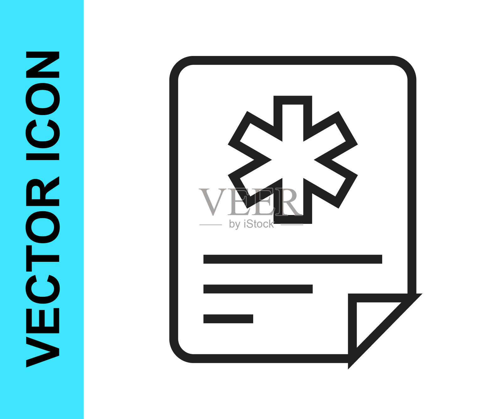 黑线医学剪贴板与临床记录图标隔离在白色背景上。处方，医疗检查标记报告。向量图标素材