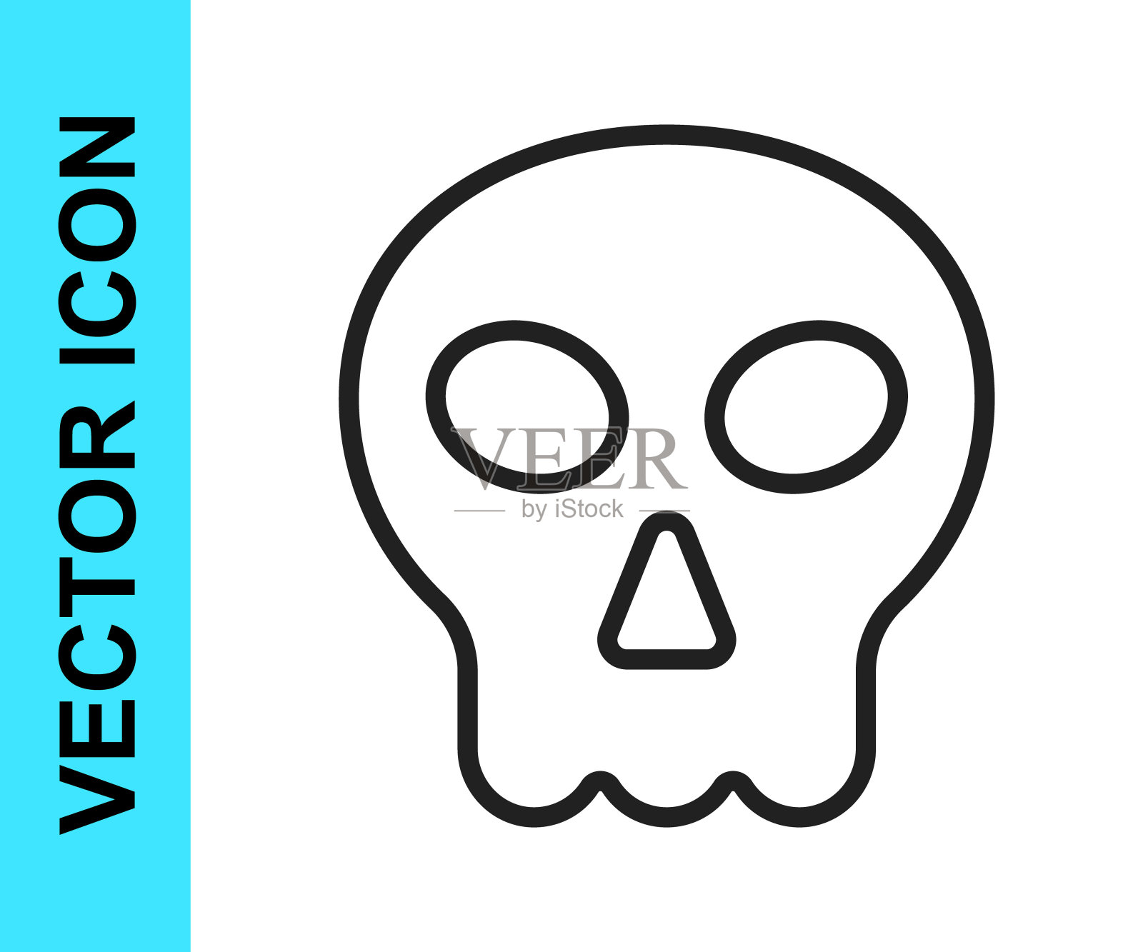 黑线骷髅图标隔离在白色背景。快乐的万圣节派对。向量图标素材