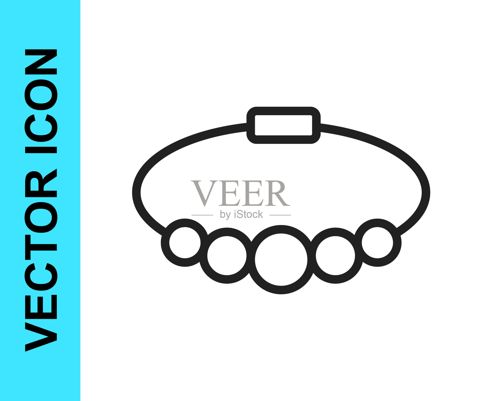 黑色线手镯首饰图标隔离在白色背景。手镯的迹象。向量图标素材