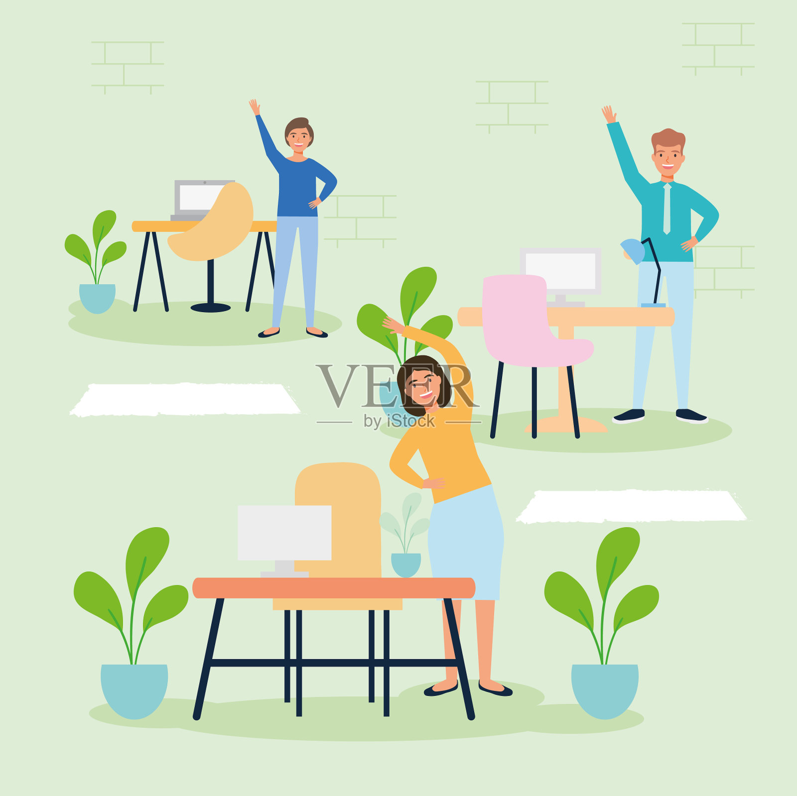 团队练习主动休息插画图片素材