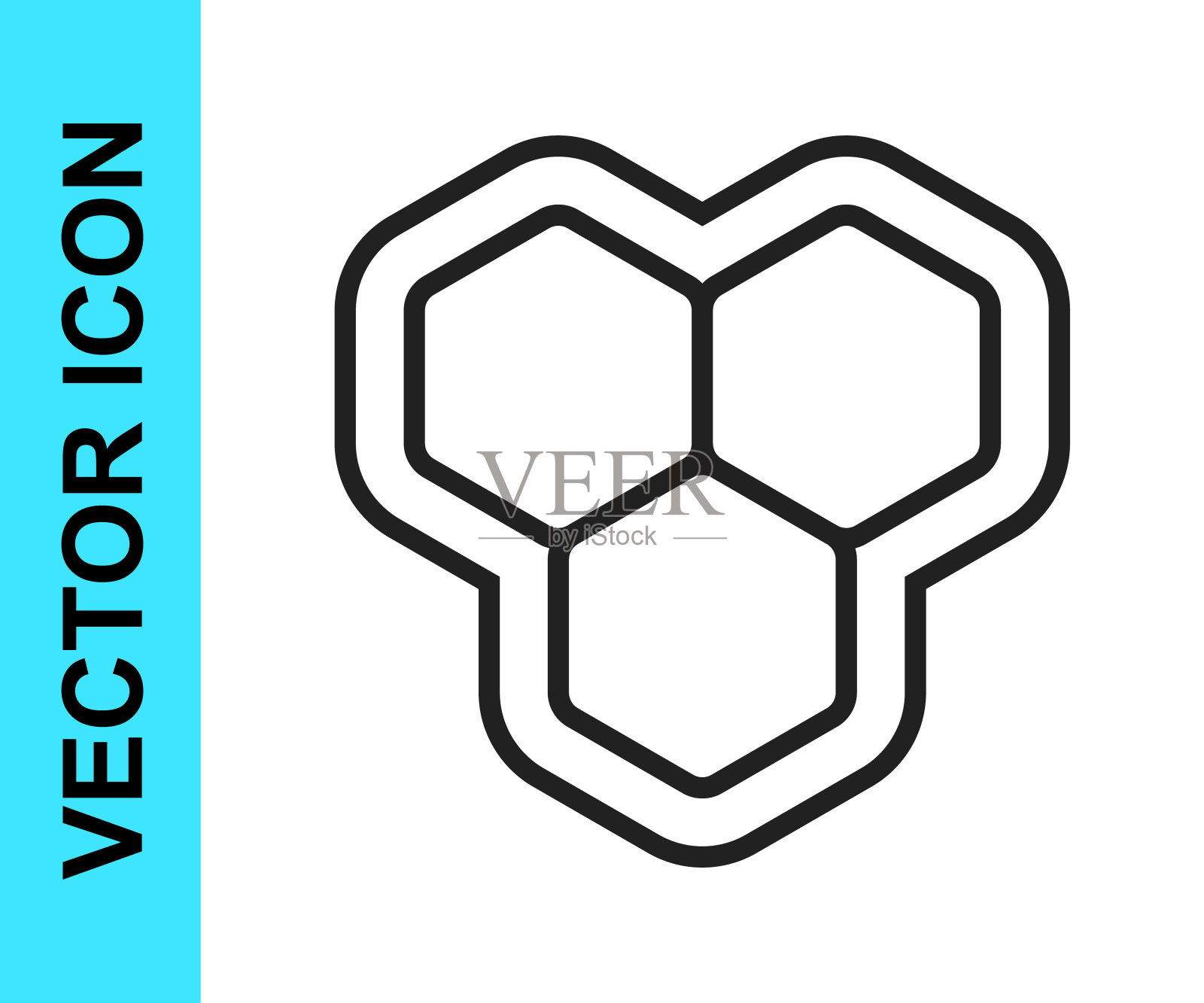 黑线蜂巢图标隔离在白色背景。蜂蜜细胞的象征。甜蜜的天然食品。向量图标素材