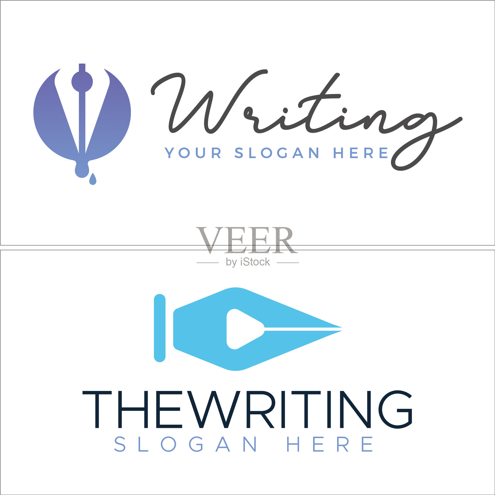 书写教育与笔标志设计插画图片素材