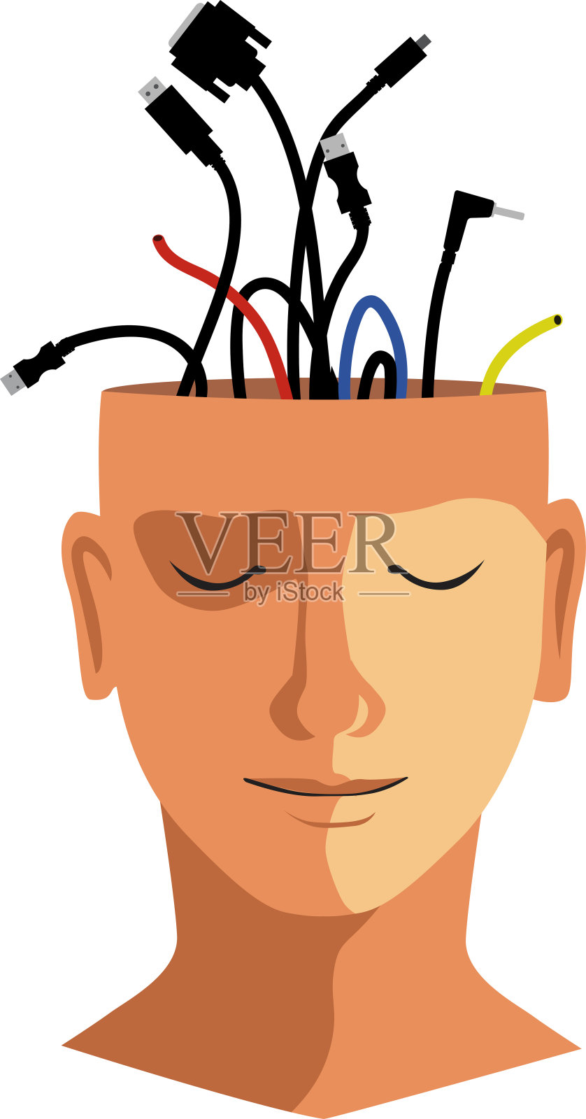 拔掉电源对健康的好处插画图片素材