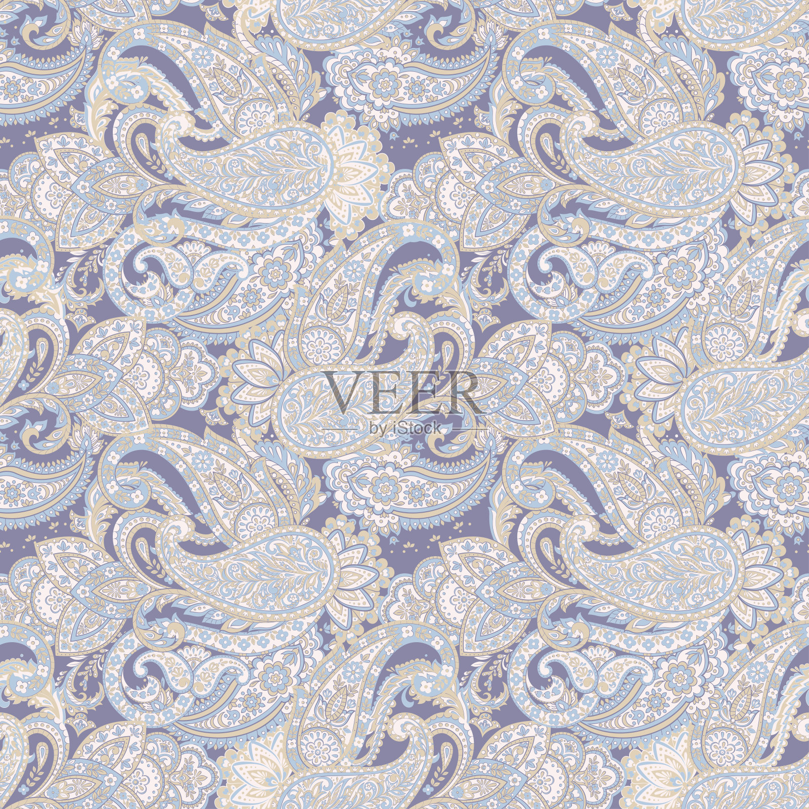 佩斯利图案。无缝复古花卉背景插画图片素材