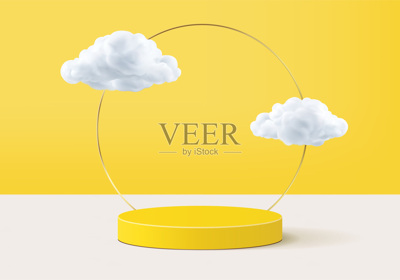 3d背景产品展示最小的讲台场景与几何平台。背景矢量3d与讲台。展示化妆品。舞台展示台座现代工作室黄色粉彩插画图片素材