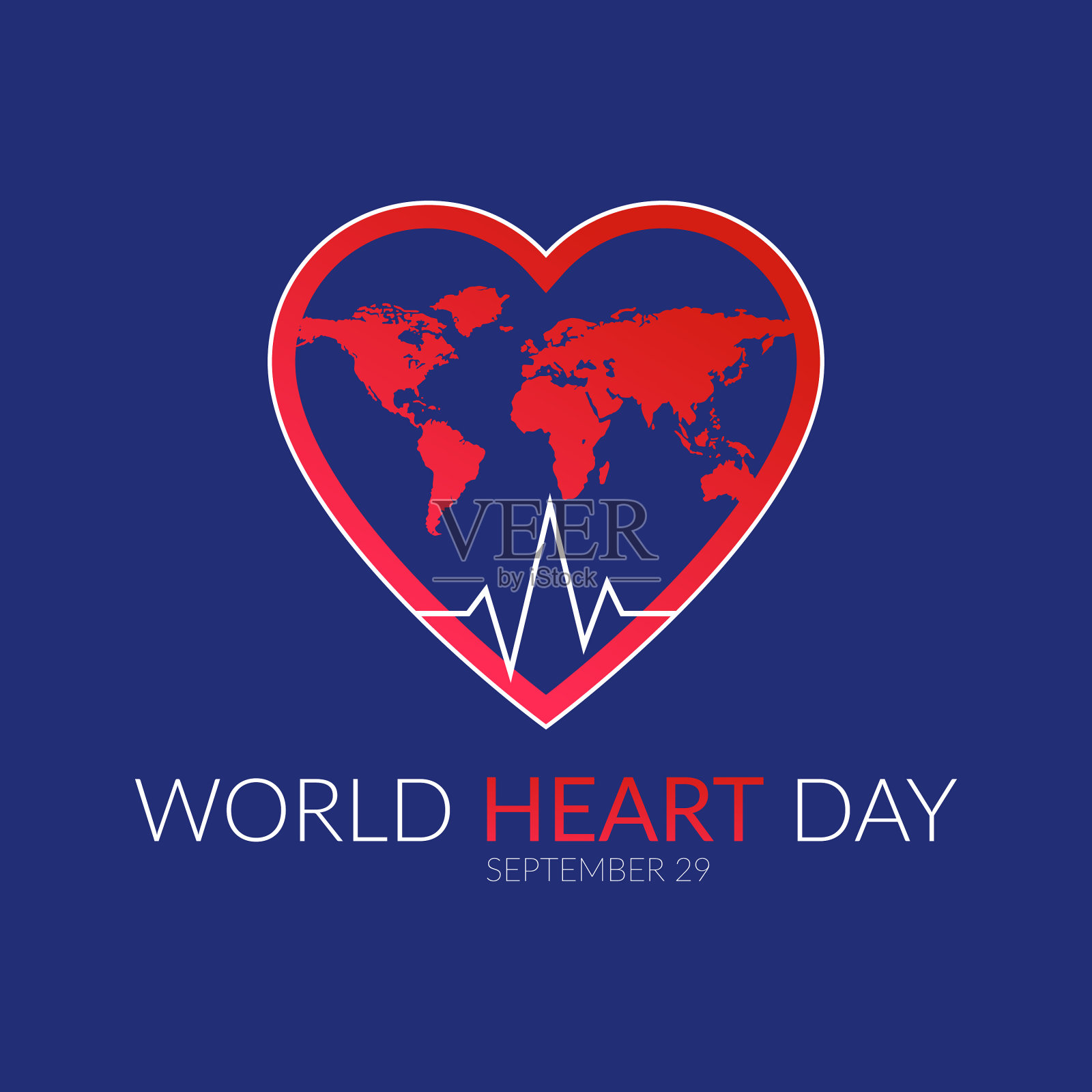 世界心日概念抽象剪影一插画图片素材