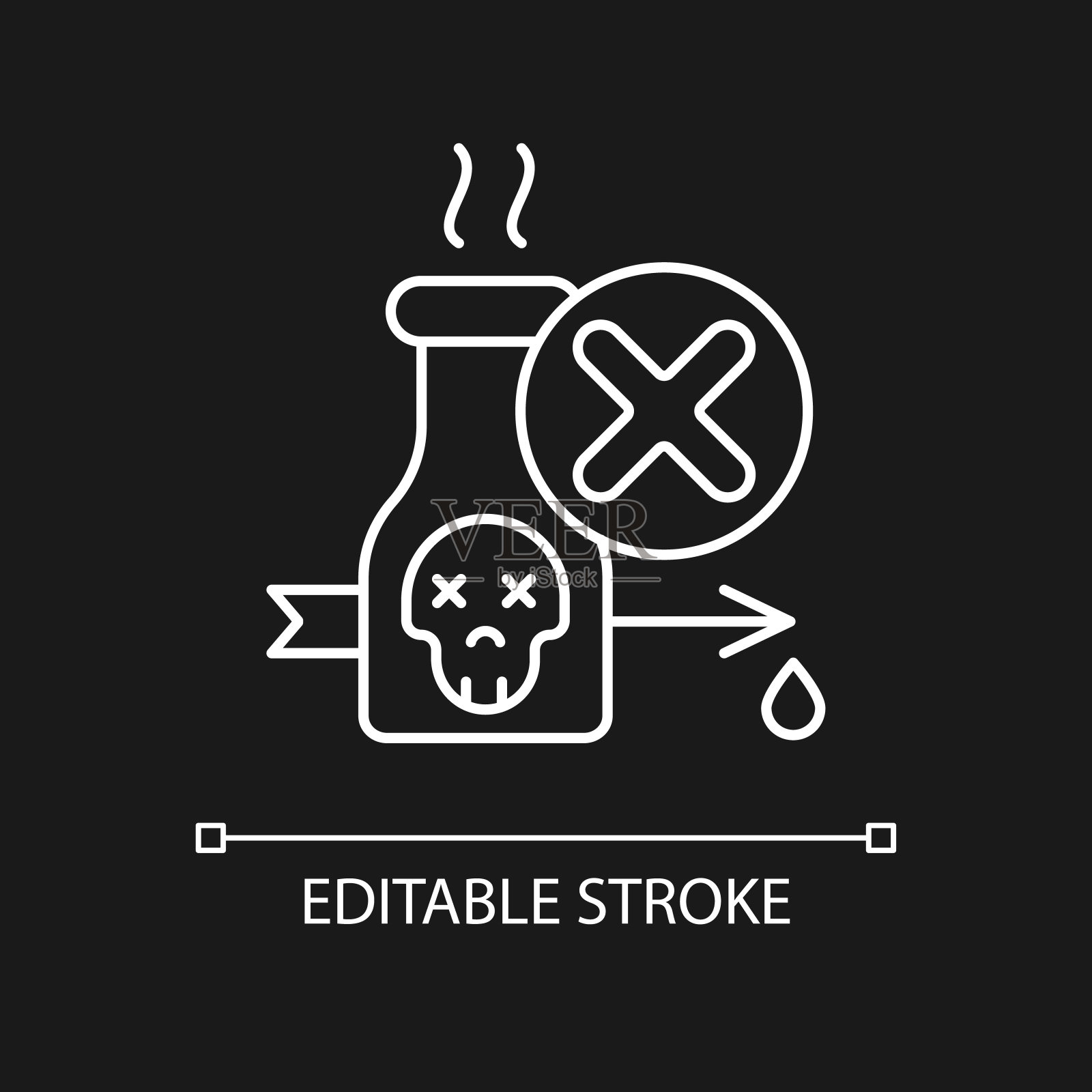 非法的毒药狩猎白色线性图标为黑暗的主题插画图片素材