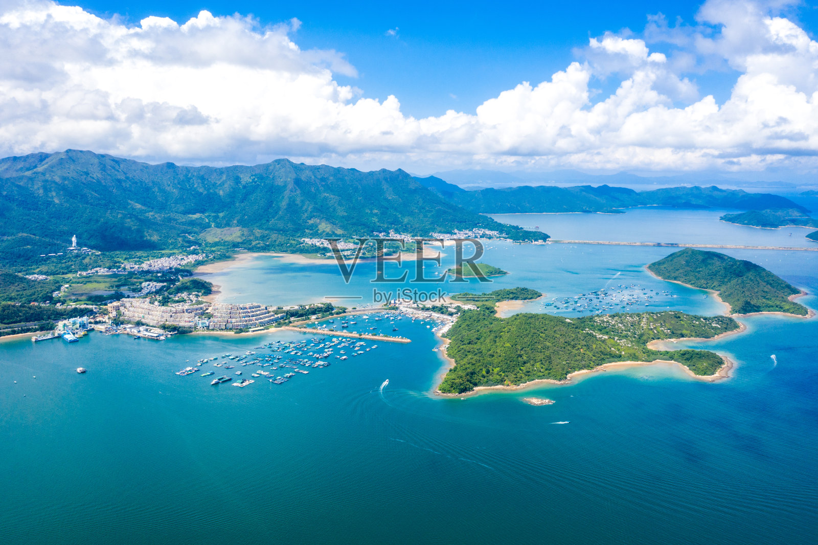 香港三门仔村和马屎洲特别地区的无人机视角照片摄影图片