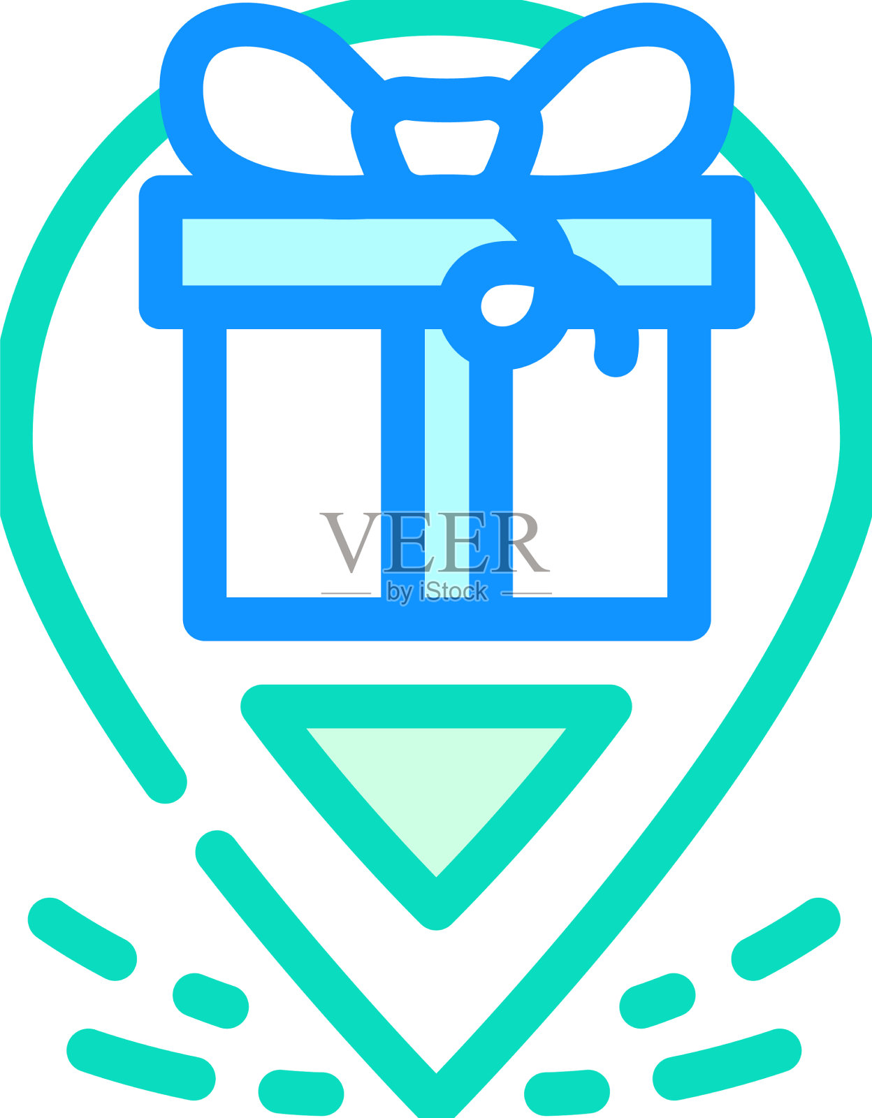 GPS定位送礼物彩色图标设计元素图片