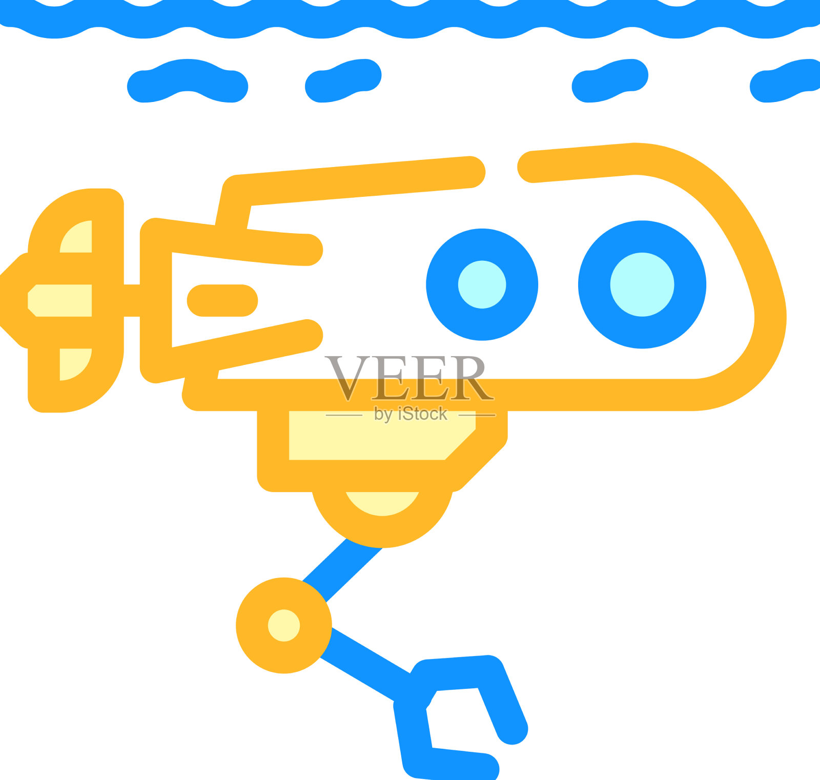 水下机器人彩色图标插画图片素材