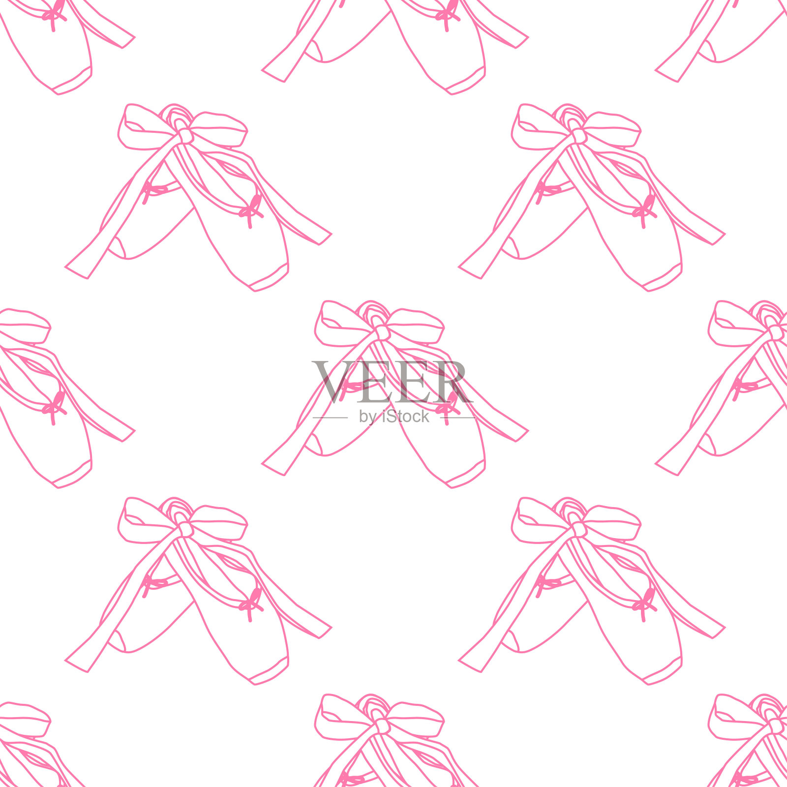 矢量无缝模式与芭蕾舞的形象脚尖鞋插画图片素材