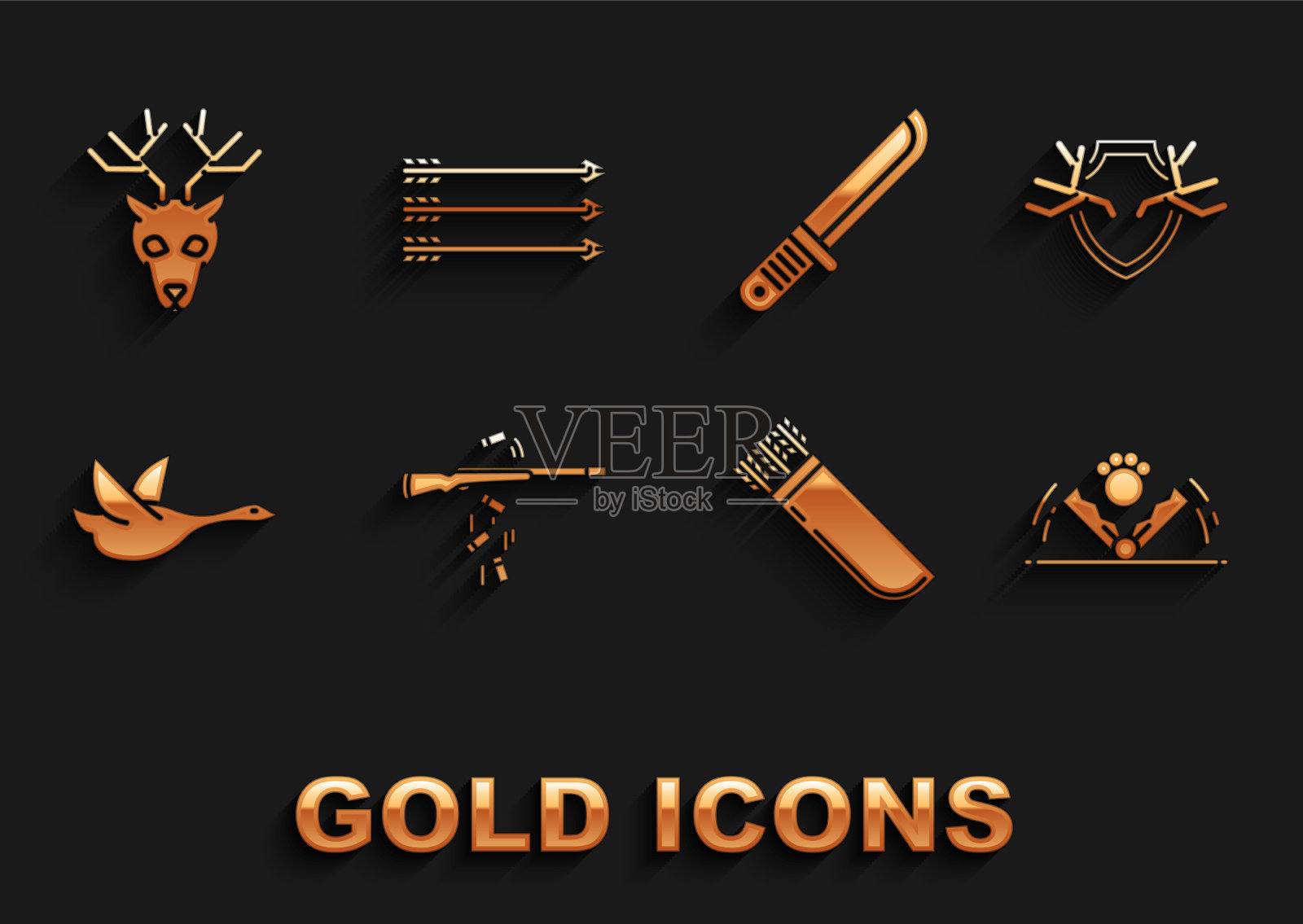 用枪射击护盾陷阱上的鹿角图标素材