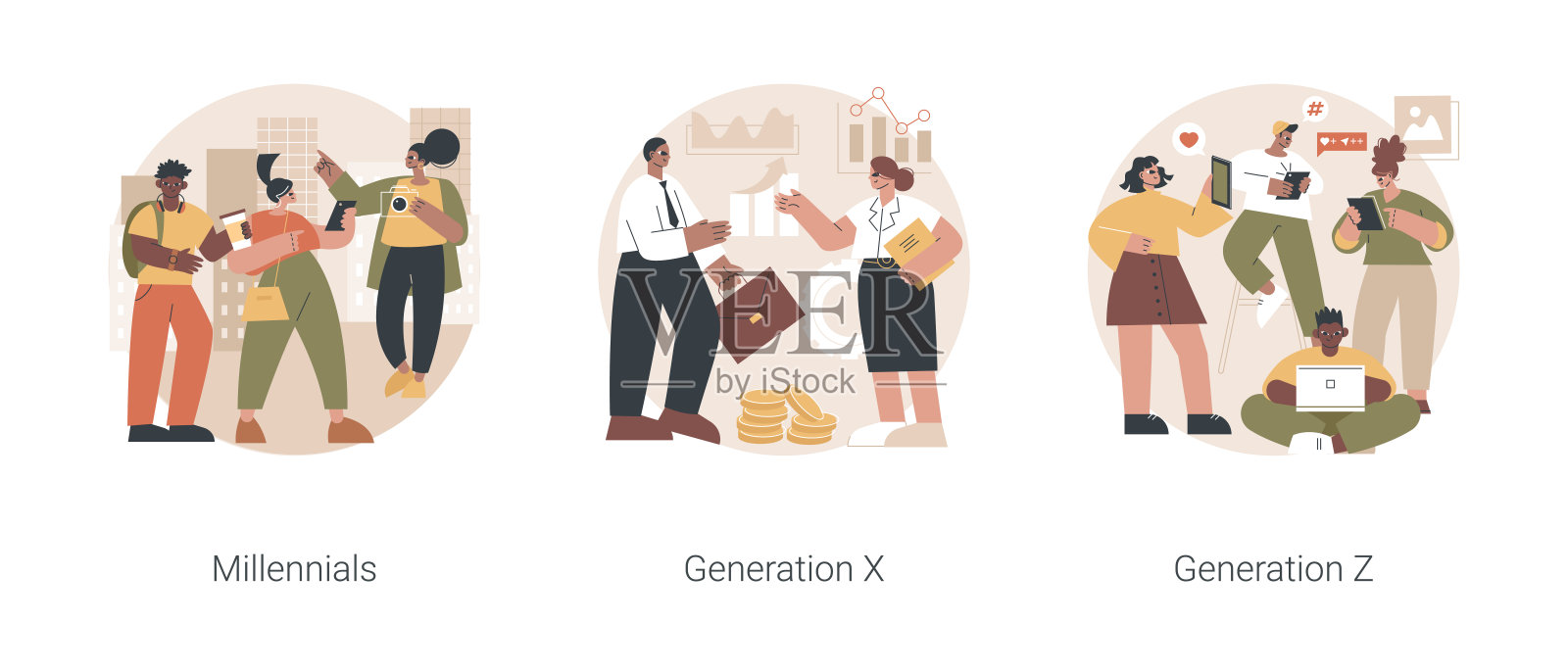 代际变化抽象概念矢量插图。插画图片素材