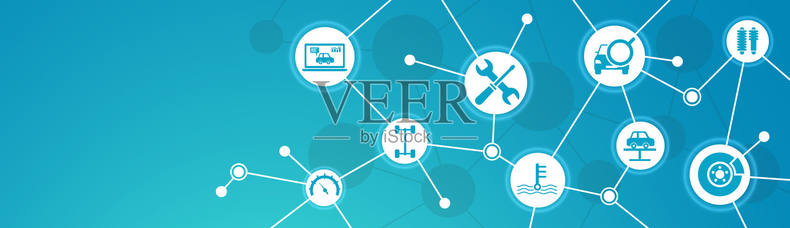 汽车和汽车修理矢量插图。概念与图标有关的汽车服务和检查，电机检查，换油，汽车维修，车辆或汽车修理店。插画图片素材