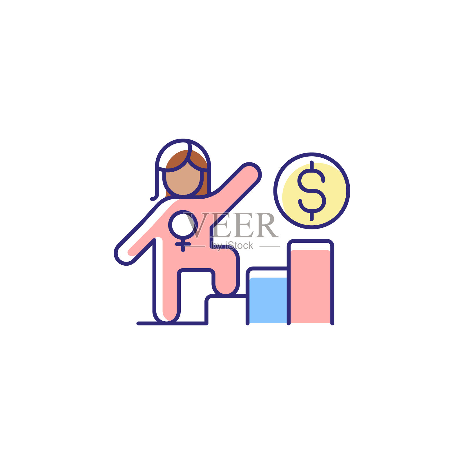 职业阶梯为女性RGB颜色图标插画图片素材