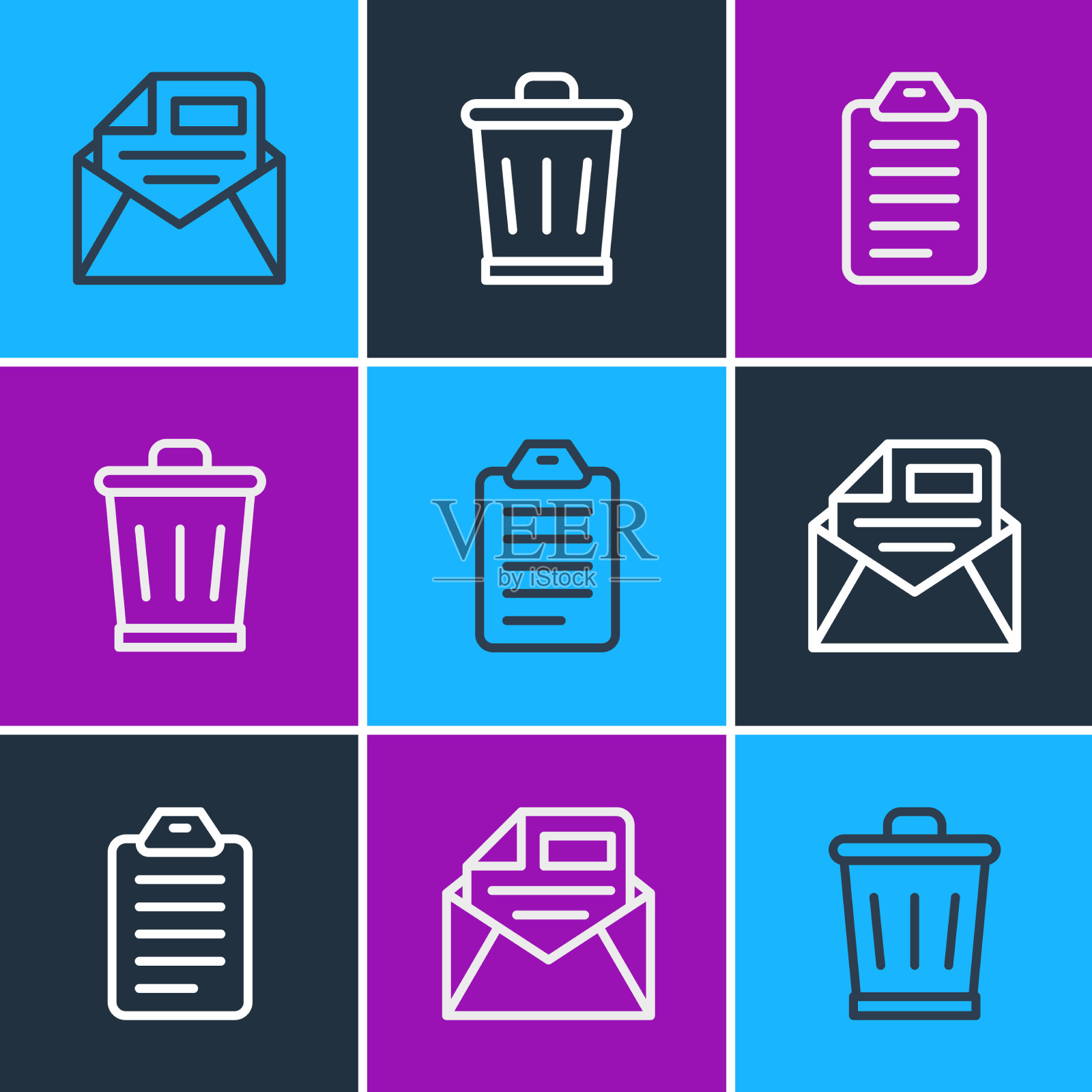 设置行邮件和电子邮件要做的清单或计划图标素材