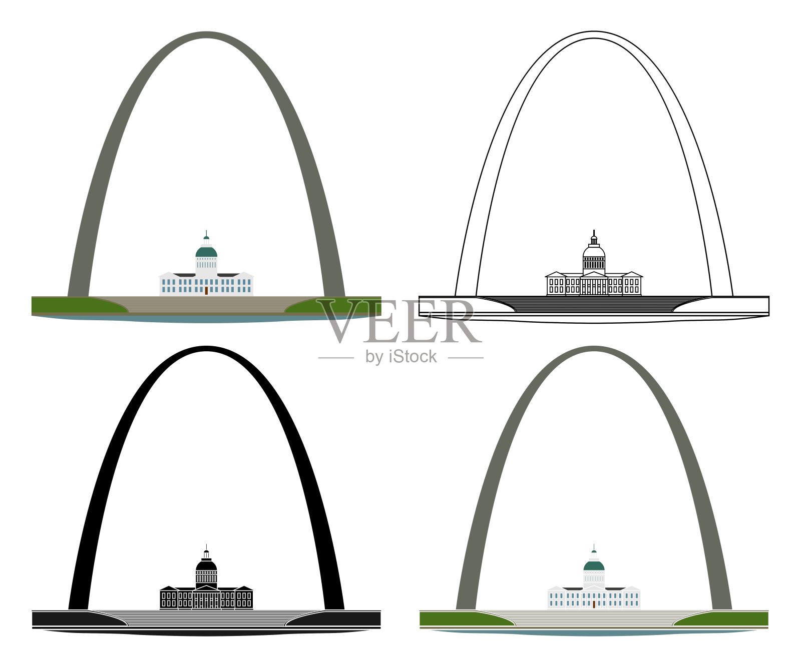 美国圣路易斯的拱门插画图片素材