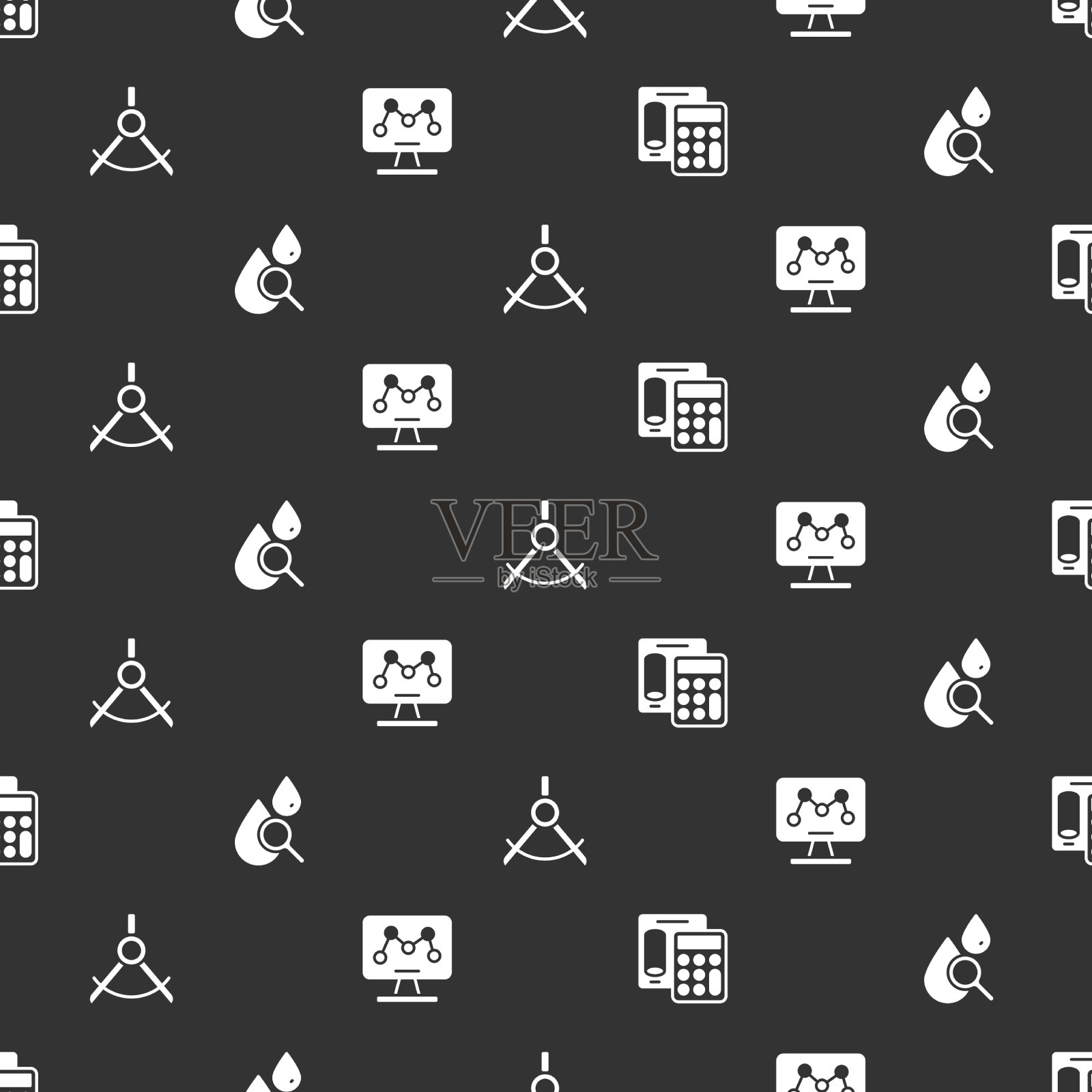 设置计算器跌落和放大镜绘图图标素材