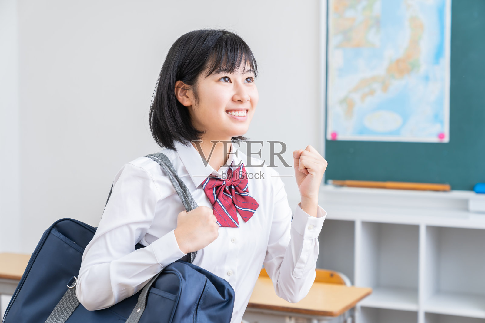 亚洲女孩学习，校服，照片摄影图片