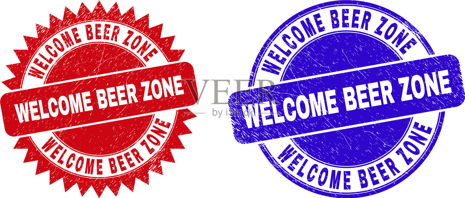 欢迎啤酒区圆形和玫瑰形封条用插画图片素材